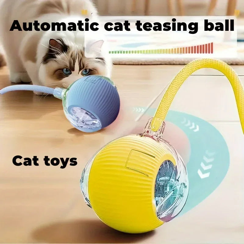 Balle de taquinerie intelligente rechargeable avec queue pour chat - Jouet à mouvement automatique pour des heures de plaisir et d'exercice