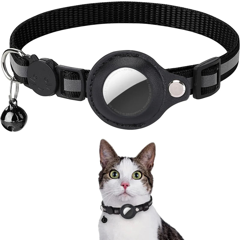 Slimme verstelbare Airtag kattenhalsband – reflecterend afbreekbaar ontwerp met bel en veilige houder voor ultieme veiligheid van huisdieren