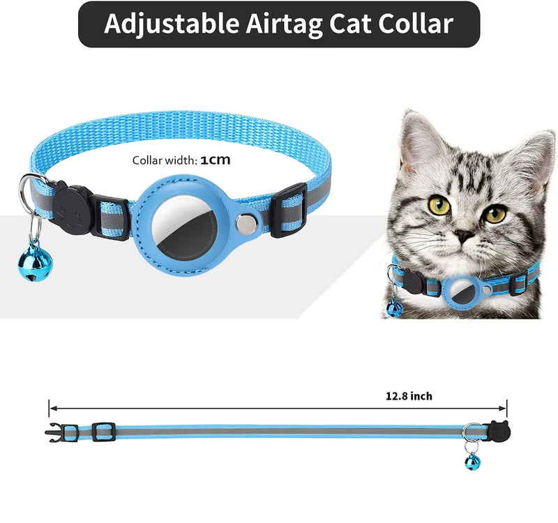 Collier intelligent réglable Airtag pour chat – Conception réfléchissante avec clochette et support sécurisé pour une sécurité optimale des animaux de compagnie