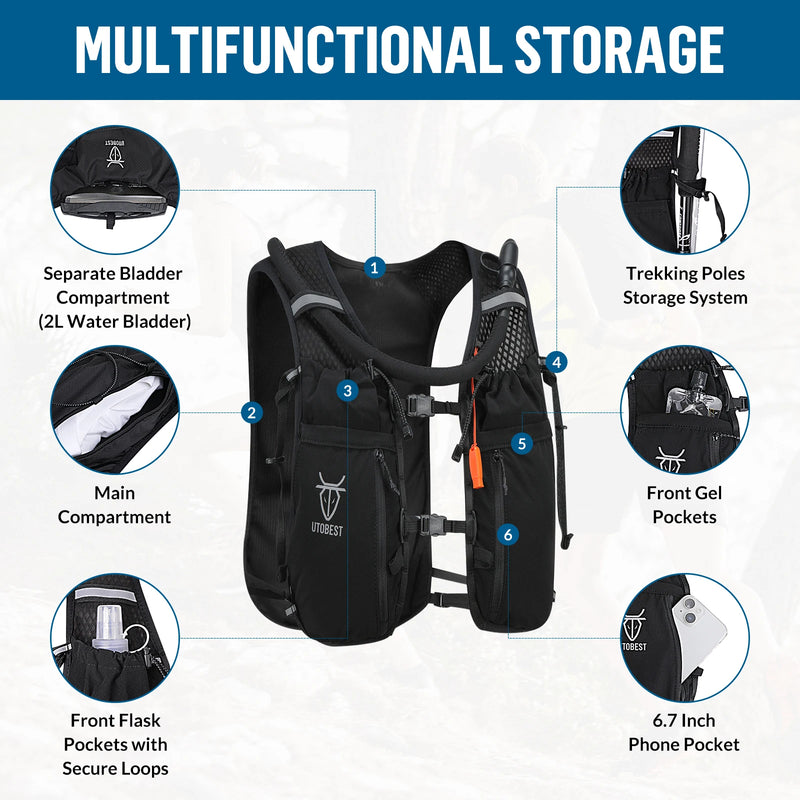 Ultralight Trail Running Hydration Vest with 2L Water Bladder