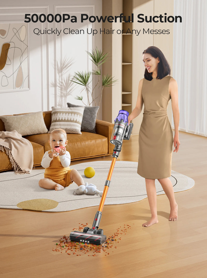 Powerful Cordless Vacuum Cleaner – 50Kpa Suction & 500W Motor